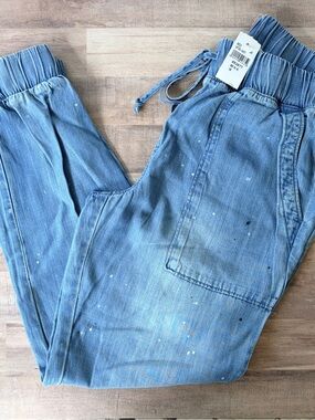 Side Stitch XXS Light Blue Paint-Splatter Jogger Jeans Los Angeles